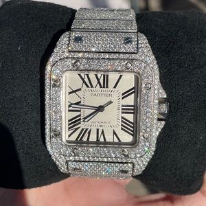 40mm Cartier santos fully iced side links and 15 pointer bezel 25ctw vs+
28888$